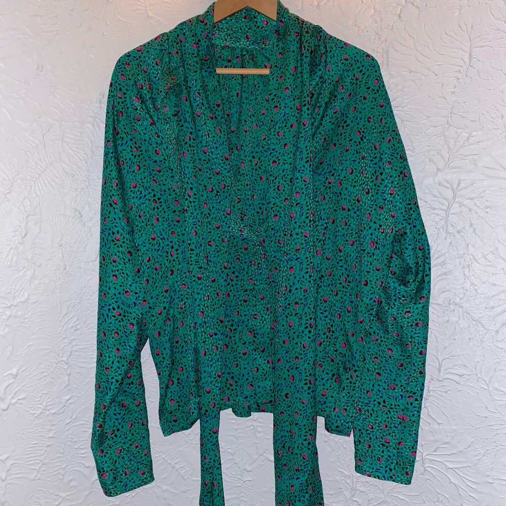 Raffinati Vibrant Printed Tie-Front Top - Size 10